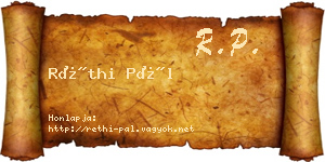 Réthi Pál névjegykártya